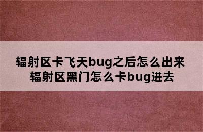 辐射区卡飞天bug之后怎么出来 辐射区黑门怎么卡bug进去